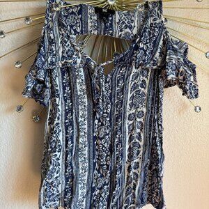 Navy Floral Off-the-shoulder Top